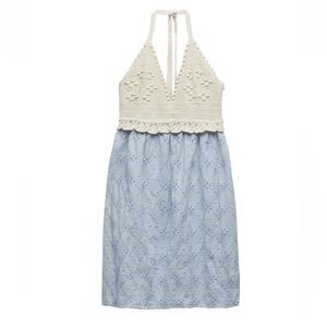 Zara Crochet embroidered halter top dress